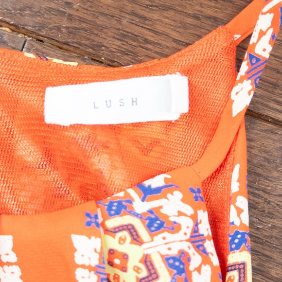 LUSH Orange Boho Halter Mini Dress – Medallion Print Open Back Festival S - Picture 8 of 8